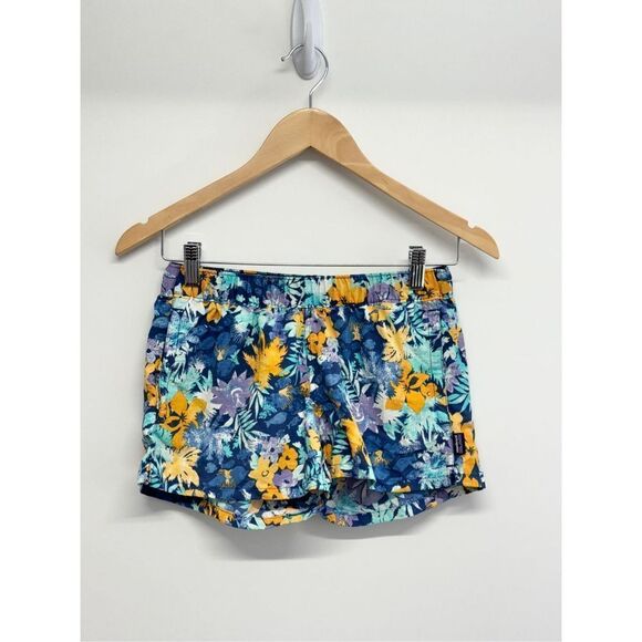 Patagonia Women's Floral Blue and Yellow Shorts - Picture 2 of 10